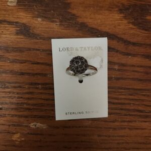 Lord & Taylor Sterling Silver Ring with Dark Stone Cluster